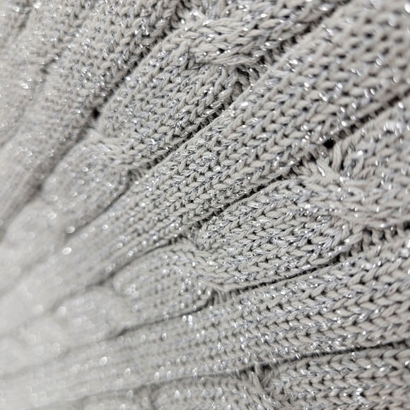 Pursuits, ltd Womens Lurex Chrome Thread Cable Knit V-Neck Sweater Size XXl - Picture 9 of 11